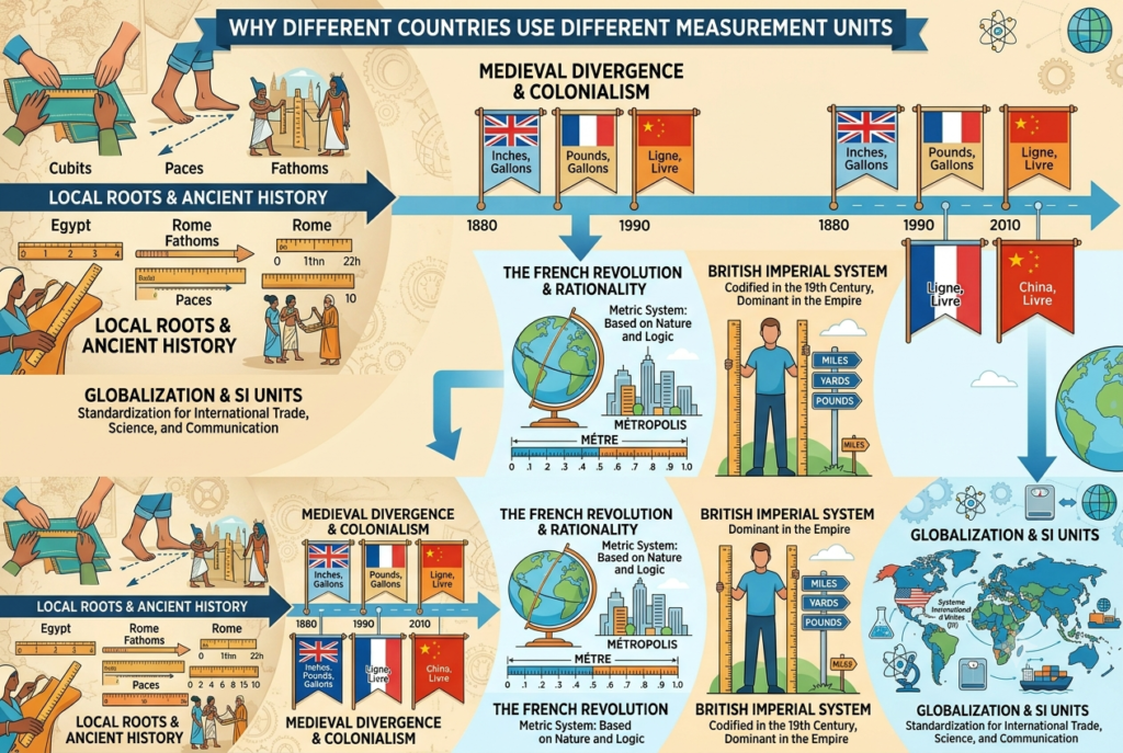 Why countries use different measurement units across metric and imperial systems worldwide